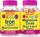 WellYe Iron + C-vitamin Kids + Magnesium Citrate Kids, Gummies Bundle - Great Tasting, Vitamin Supplement, Gluten Free, GMO Free, Chewable Gummy