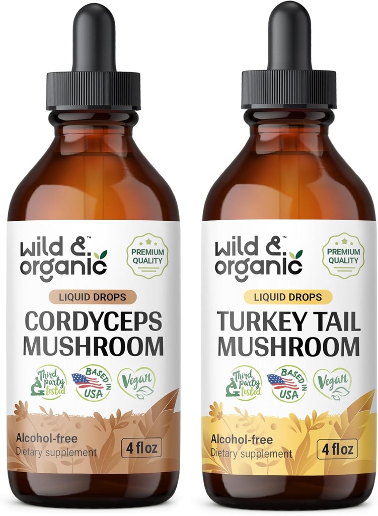 Wild & Organic Cordyceps Tinktur 4 fl oz & Tyrkiet Tail Mushroom Tinktur 4 fl oz