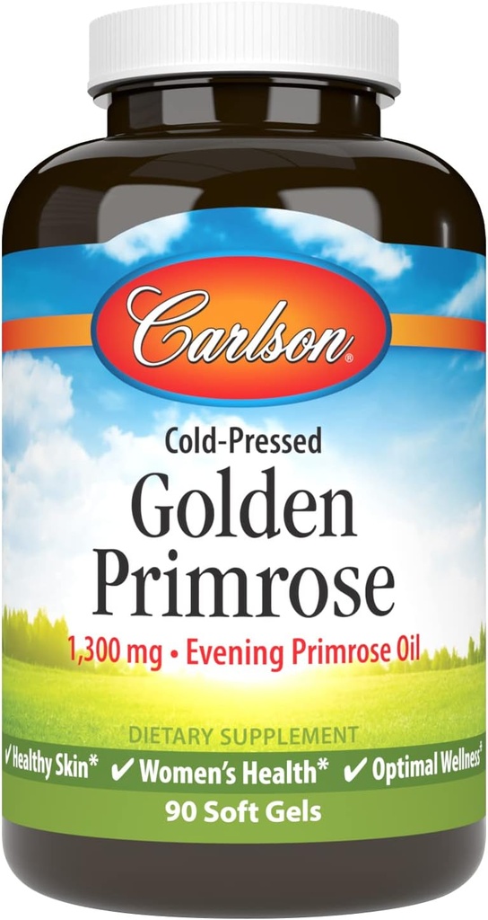 Carlson - Golden Primrose, 1300 mg Aften Primrose Oil, Cold- Pressed, Sund Hud, Women 's Health & Optimal Wellness, 90 Softgels