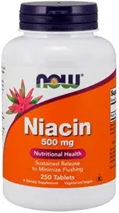 Niacin, 500 mg, Tr 250 Tabs by Now Foods (pakning med 3)