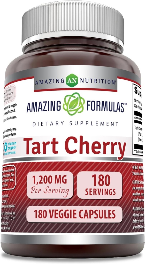 Amazing Formulas Tart Cherry 1200 MgPer Serving Medic124; 180 Veggie Kapsler Supplement 124; Non- GMO Medic124; Gluten Free Medic124; Lavet i USA