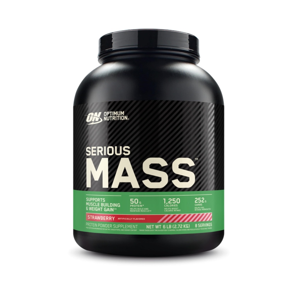 Optimal ernæring Alvorlig masse, vægt Gainer Protein Powder, Mass Gainer, C-vitamin og zink til immunforsvar, Creatin, Strawberry, 6 Pound (Packaging May Vary)