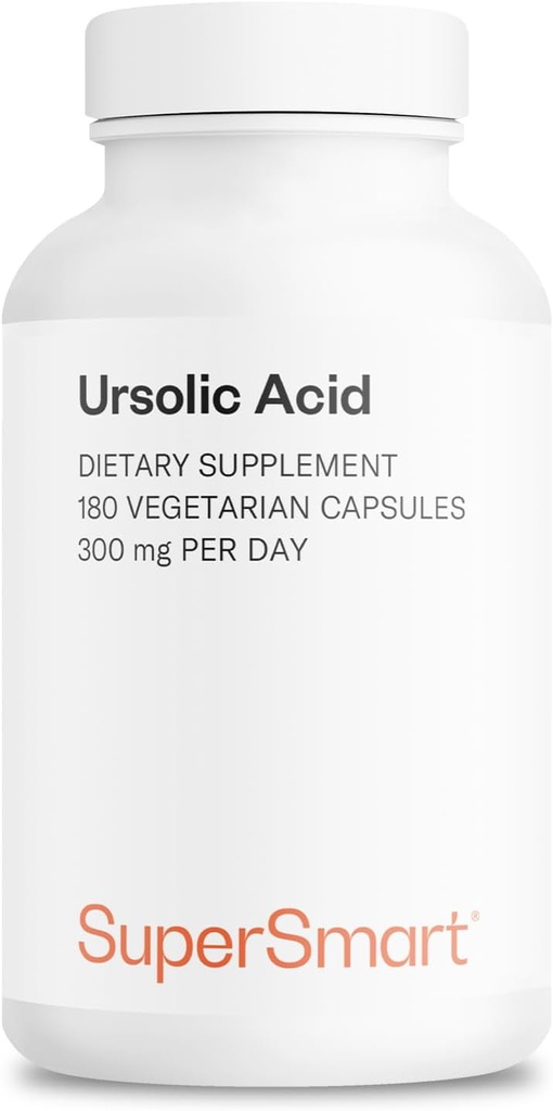 Supersmart - Ursolsyre 300mg per dag (Well- Tolerated) - Rosemary Leaf Extract Supplement: 124; Non- GMO & Gluten Free - 180 vegetariske kapsler