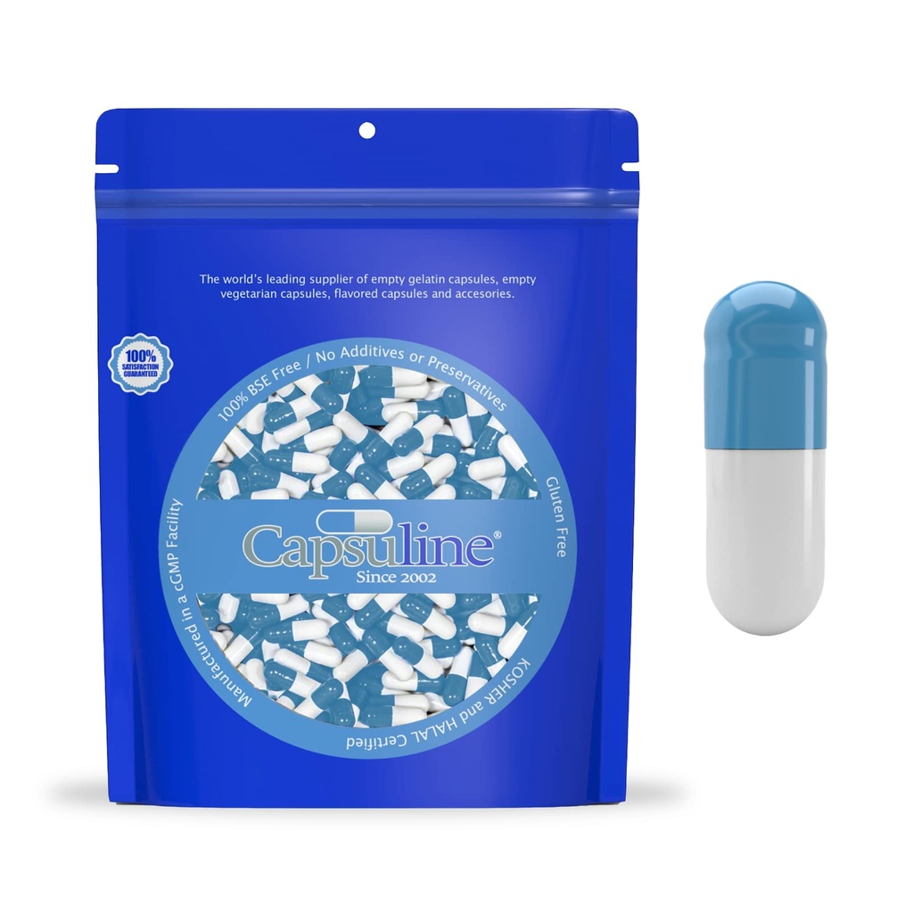 Capsuline Farvet Størrelse 000 Tom Gelatine Kapsler Blå / Hvid 5000 Tæl