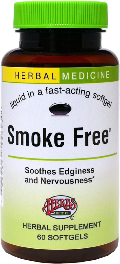 Urter, Etc. Smoke Free - Support When Quiting - Sund Respiratory System Support - Aids against Edginess & Ubehagelige holdninger - 60 Softgels (60 Servere)