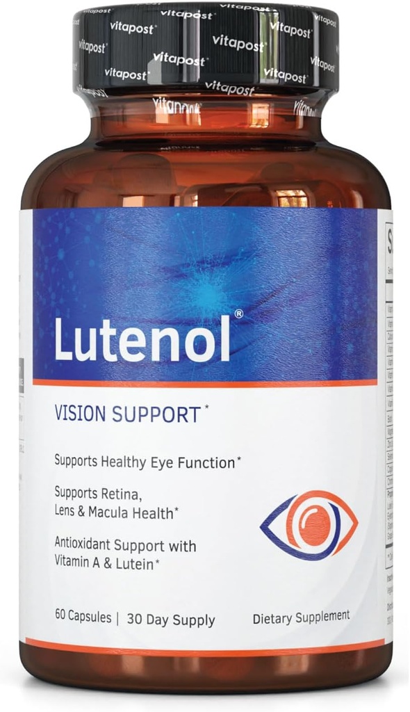 Note 124; Natural Vision Support med Eye Vitamin, Lutein & Zeaxanthin, Vitamin A & Zink til Support Retina, Lens & Macula Sundhed. 60 Kapsler
