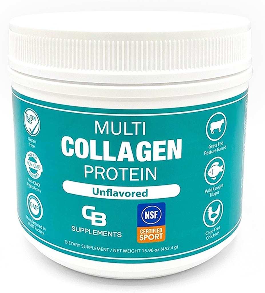 CB Kosttilskud NSF Certified for Sport Multi Collagen Protein Powder Bone, Hud, hår, og fælles støtte