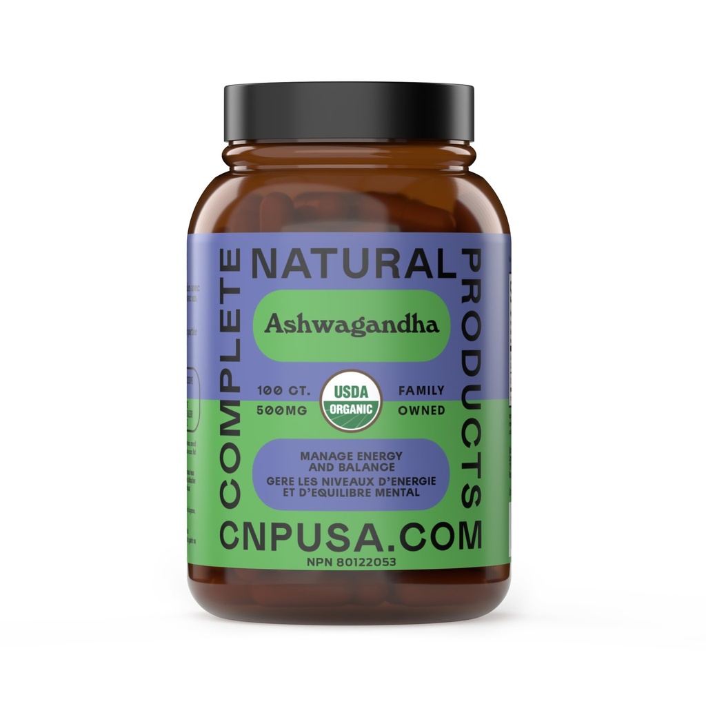 Organic Ashwagandha kapsler - 100 kapsler 500 mg Pure Organic Ashwagandha supplement til Calming Support