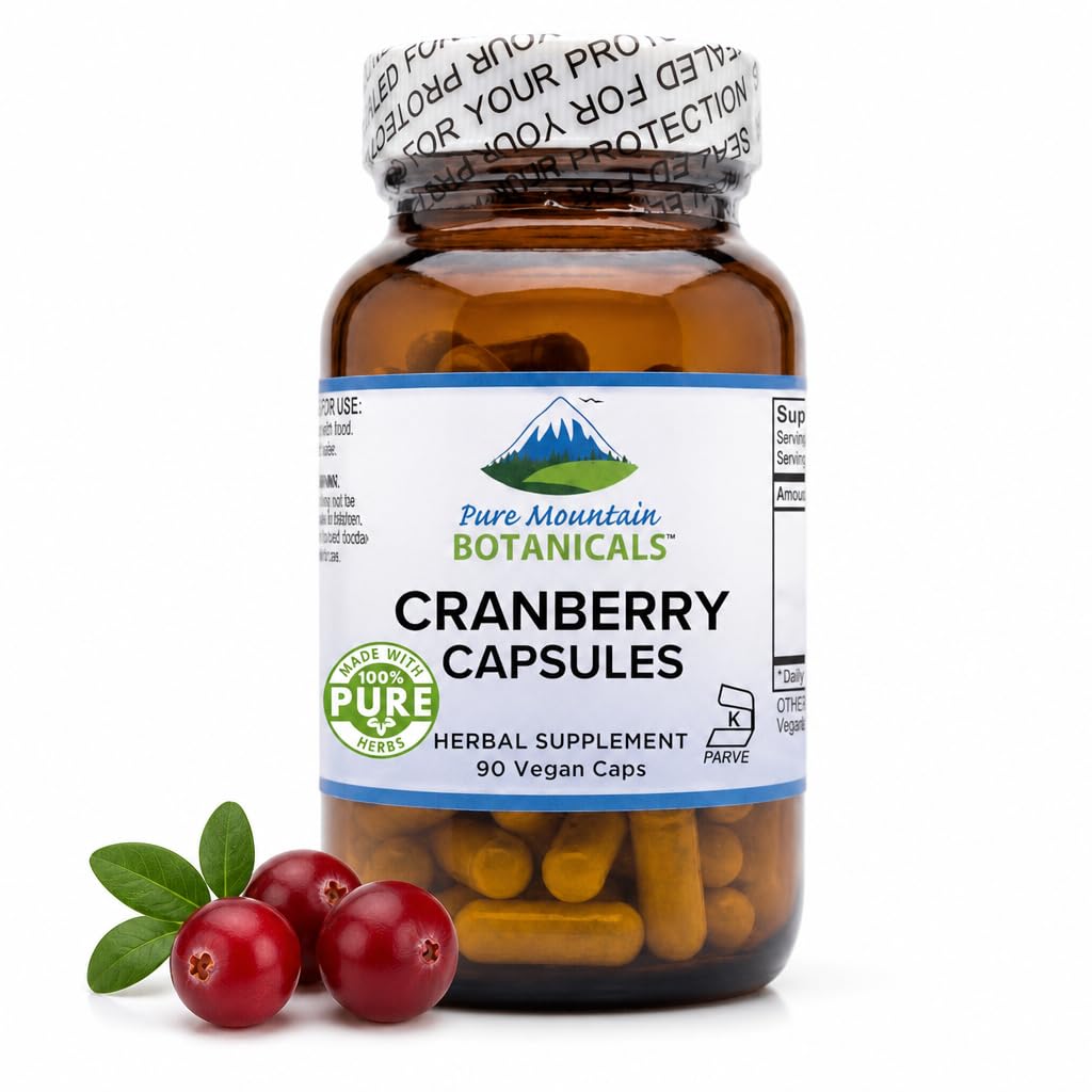 Pure Mountain Botanicals Cranberry Pills Kosher Vegan Kapsler med 400mg Cranberry Concentrate Extract Supplement