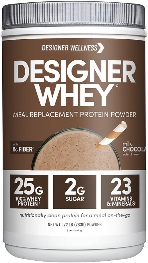 Designer Wellness, Designer Whey Protein Meal Erstatning Powder, Organic Superfood Complex Carbs, Vitaminer, Mineraler, Gluten- Free, Milk Chocolate, 1,72 Pound