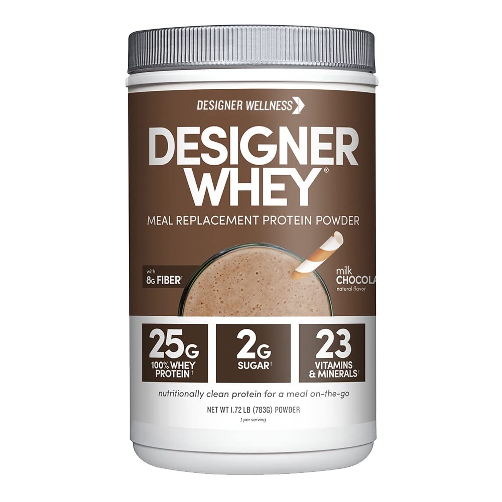 Designer Wellness, Designer Whey Protein Meal Erstatning Powder, Organic Superfood Complex Carbs, Vitaminer, Mineraler, Gluten- Free, Milk Chocolate, 1,72 Pound