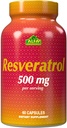 Resveratrol 1000mg af Alfa Vitaminer - Kraftfuld Antioxidant, Hjælper med at forebygge celleskader - Understøtter hjernefunktion, kardiovaskulær sundhed, Metabolisme, anti-aging effekter - 60 kapsler