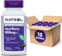 Natrol Acai Berry, Kosttilskud, Antioxidant Protection & Defense, The Ultimate Super Fruit, 900 mg Veggie Capsules, 75 Greve (Pack of 12)