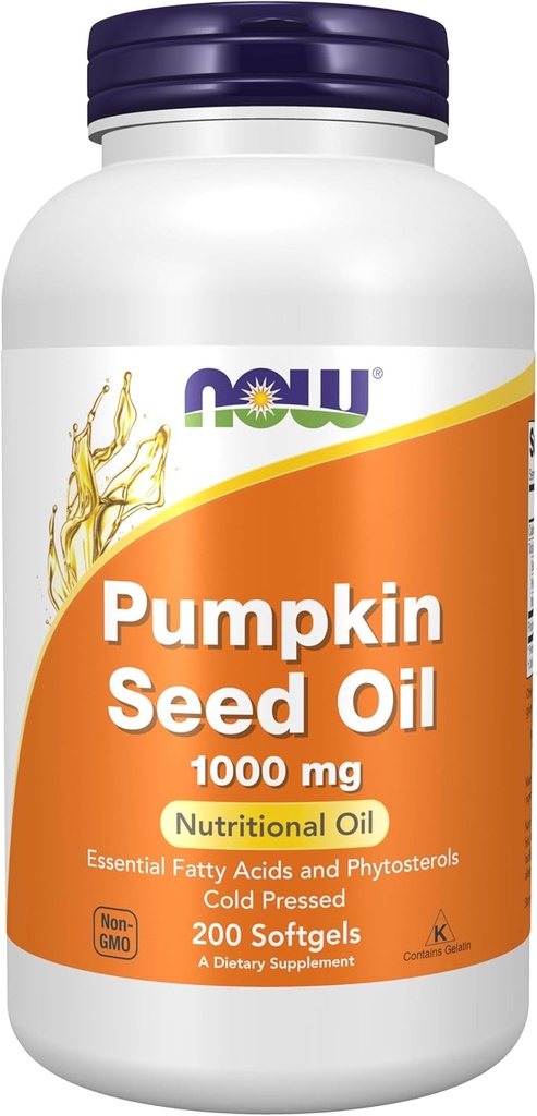 NOW Supplements, Pumpkin Seed Oil 1000 mg with Essential Fatty Acids and Phytosterols, Cold Pressed, 200 Softgels
