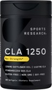 Sports Research CLA - 1250mg med aktivt konjugeret linolsyre til mænd og kvinder, 124; Non- GMO, soja & gluten Free - 95% (180 Softgels)...