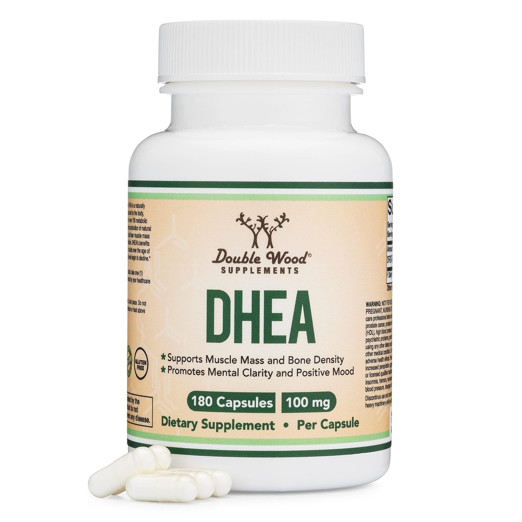 DHEA 100mg • 124; 180 Kapsler • 124; Max Strength 6 Month Supply • 124; Tredjeparts Testet • 124; Hormonbalance & sund aldring af dobbelt træ