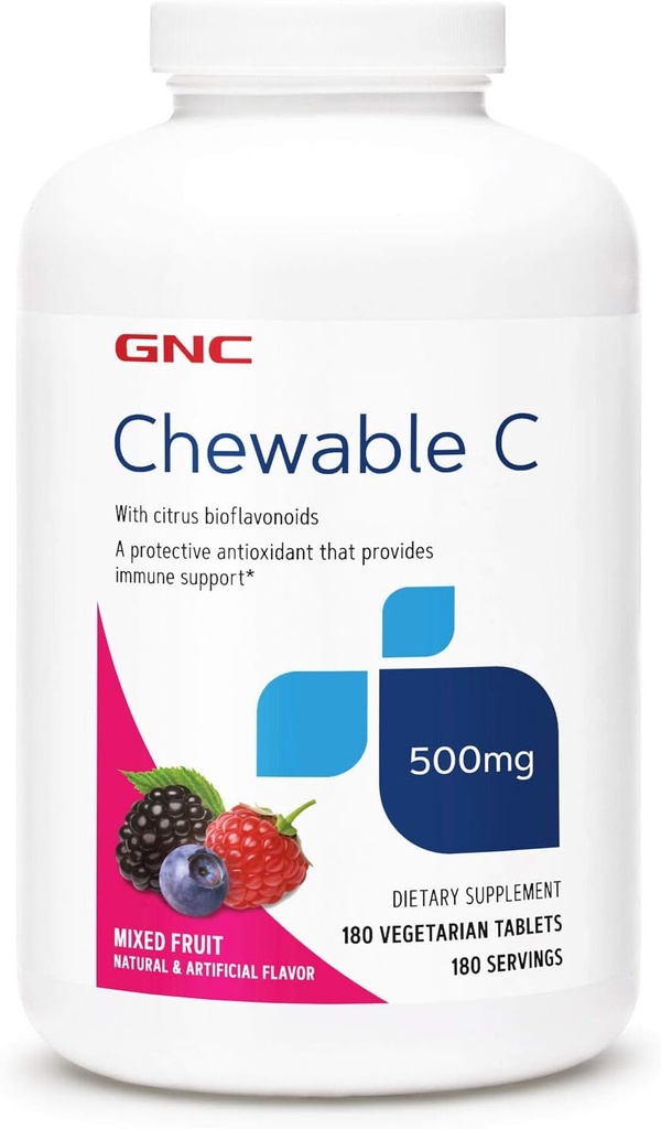 GNC-vitamin C 500mg, giver immunforsvar, blandet frugt, 180 Servering