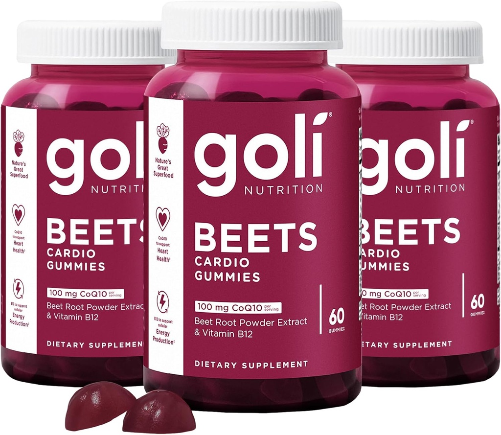 Goli Nutritional Supplement, Beets Cardio Gummy, 180 Greve (3 pakke med 60), 100mg CoQ10 & Beet Root Extract - Gluten- Free, Vegan, Non- GMO, og Gelatin- Free. Nature 's Great Superfood