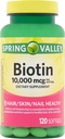 Spring Valley Biotin Kosttilskud, 10. 000 mg, 120 Softgels