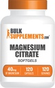 BulkSupplements.com Magnesium Citrate Softels - Magnesium Supplement, Magnesium Citrate Supplement - Gluten Free, 1 Softgel per Serving (40 mg Magnesium), 120 Tæl (pakke med 1)