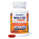 Oceanblå 2100 Triple Strength Omega-3 Fish Oil med gurkemeje 124; Burpless Omega 3 Combo supplement med Curcumin EPA DHA DPA Budd124; hjerte og fælles støtte