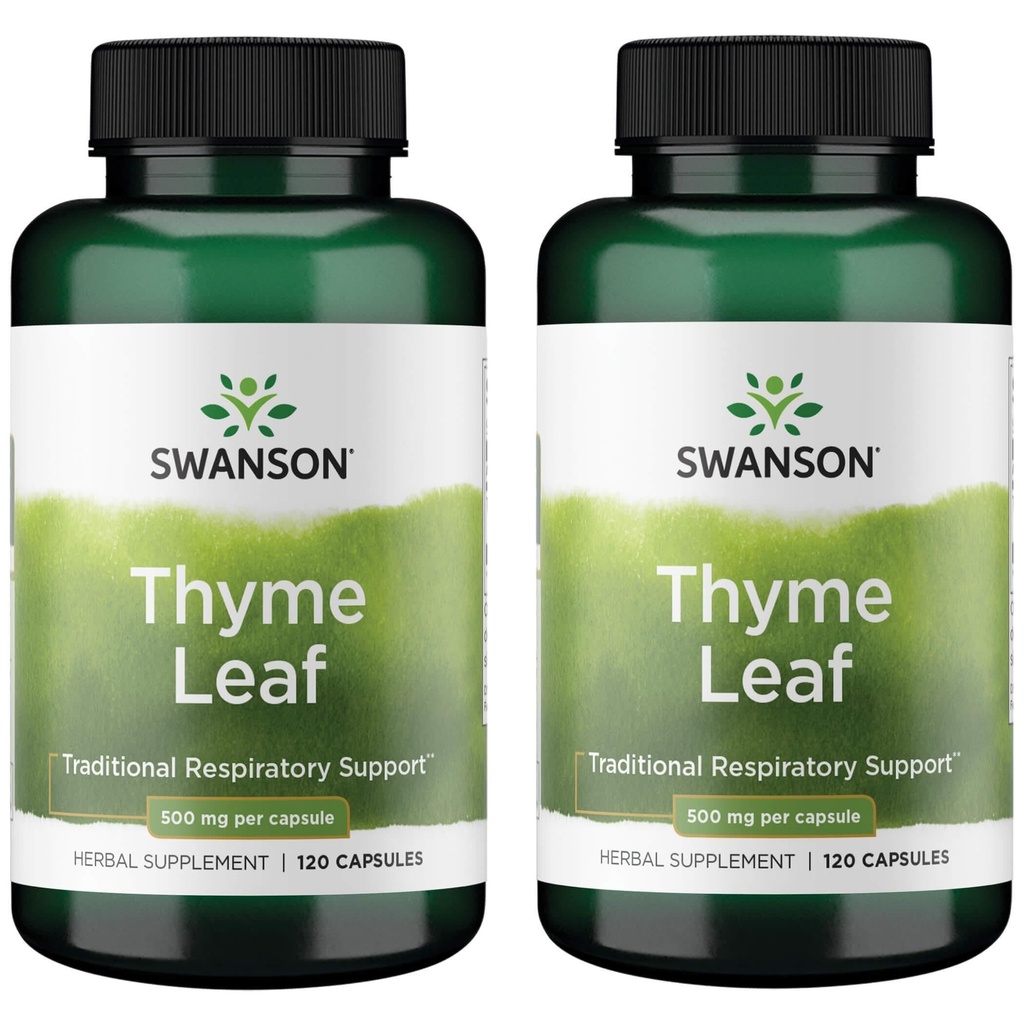 Swanson Thyme Leaf - Urtetilskud Support Respiratory System Health - Natural Formel Aiding fordøjelsessystem Health - (120 kapsler, 500 mg hver) (2 Pack)