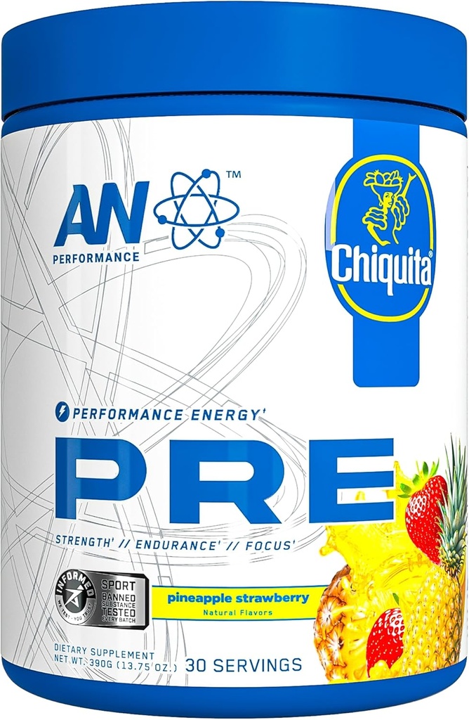 AN Performance Pre- Workout Powder Supplement for mænd & kvinder Note 124; Energy Drink Mix med 300mg Koffein + Beta Alanine + Citrullin