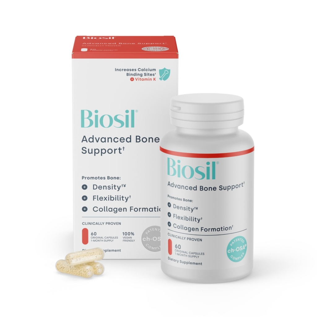 Biosil Bone Collagenizer Ultra - 60 Veggie Kapsler - med Patenteret ch- OSA Complex + Cholin, Inositol, MK7 & Vitamin B12 - GMO Free - 30-Day Supply