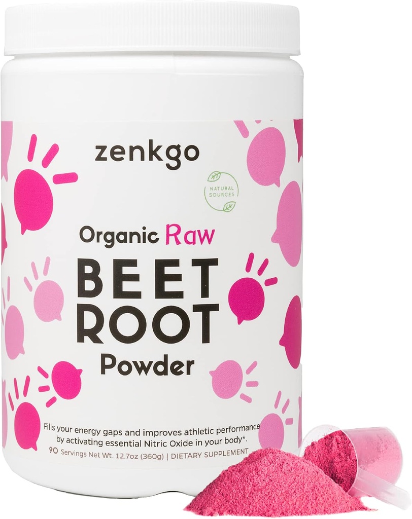 Organic Beet Root Juice Powder, fra Raw Beet Extract, Højt koncentreret og højere potens, Natural Nitrites & Antioxidants for Detox, Energy, Circulation, Workout Recovery, Daily Superfoods (12.7 Oz)