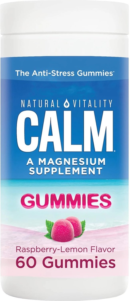 jogi rolig gummies, Magnesium supplement, Raspberry- Lemon flavor, praktisk, lækker gummies: Natural Vitality rolig gummies for voksne har great- Tasting Raspberry- Lemon flavor 60 gummies