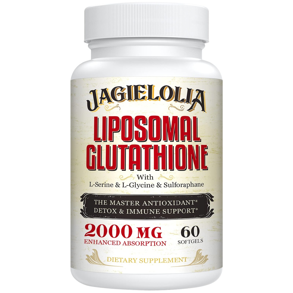 Liposomal Glutathion 2000 mg med L- Serine, L- Glycin & Sulforaphane - Active L- Glutathion Unique Formulering to Enhance Absorption - Master Antioxidant, Detoxifying & Municipal 124; 60 Softgels