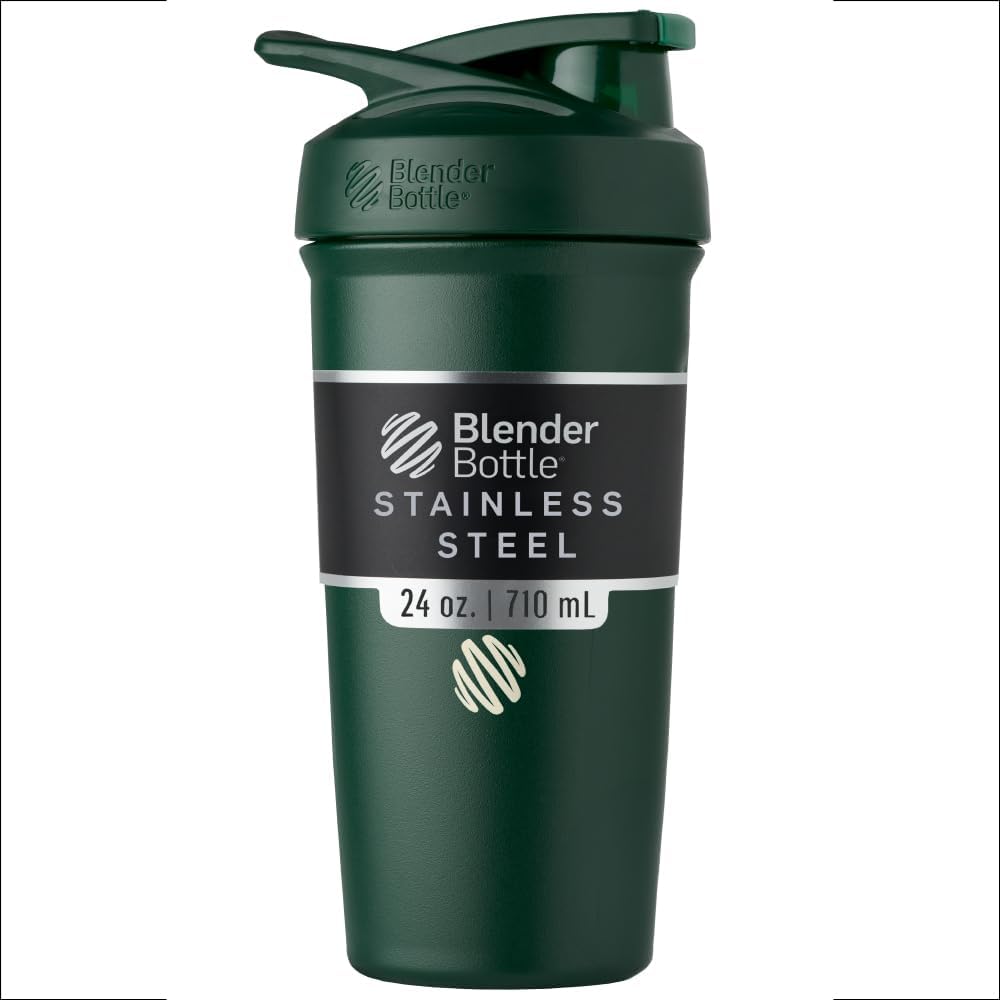 BlenderFlaske Sport Isoleret rustfrit stål Rykker Flaske med Wire Whisk, 24-Ounce, Forest - Protein Shakes & Hydration for Atleter & Fitness Entuaster, Easy Mixing, Keep Drinks Cold, Lockable Lid