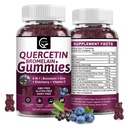 Quercetin Gummies med bromelain 2378mg - Blend with Elderberry, Echinacea Purpurea Extract, Zink, C-vitamin, D3, K2, Complex Supports Immunation, Cardiovaskulær & Respiratory, Vegansk Gummy til voksne & Kid