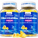 Sugar Free Glucosamin Filled Gummies - Glucosamin Supplement Plus Chondroitin, MSM, gurkemeje, Boswellia, Hyaluronsyre, D3- vitamin & zink, 120 Gummies, 60 Servere