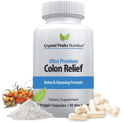 Naturlige Colon Cleaner kapsler til Forstoppelse Relief og Gut Cleanse Detox - Cascara Sagrada, Psyllium Husk & Bentonit (60 Kapsler)