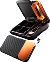 MURRI & MURRDI Pill Organizer og Crusher, Bærbar Pill Splitter og Cutter, Medicin sag 4 Cells Vitamin Dispenser Holder (D Black)