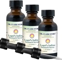 Dr. Clark Lugol 's Jod 2% Opløsning - Vandrig og 2% Granulær Jod - Natural Mave Relief and Healthcare - 1 fl. Oz med en Dropper 3Pack