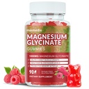 Magnesium Glycinat Gummies 1000mg, Sukker Free Magnesium Kalium Kosttilskud Chewable for voksne med L- Threonate til søvn, Body Support og Afslapning, 90 Raspberry Gummies