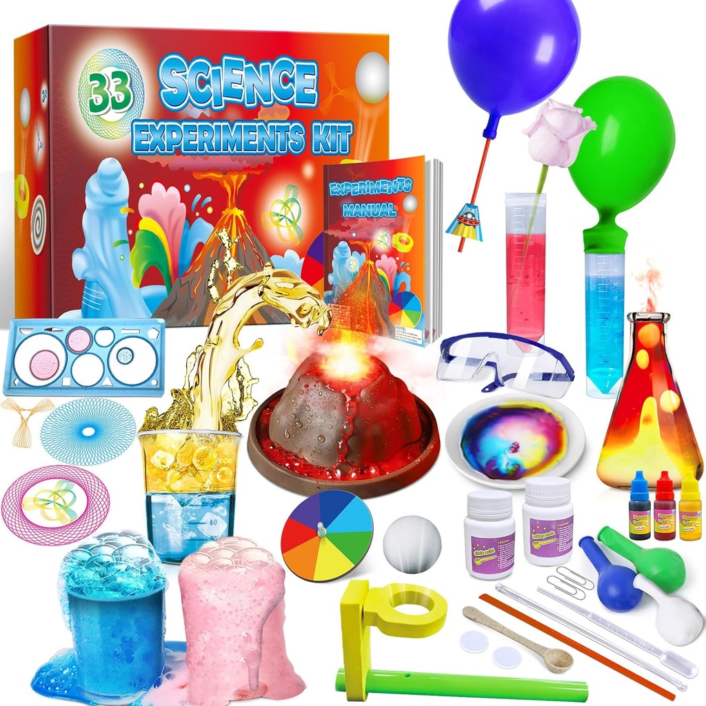 UNGLINGA 33 Experiments Science Kit for Kids, Science Project STEM Legetøj gaver til drenge piger læring pædagogisk kemi sæt, Volcano Erupting, Sciences Kit