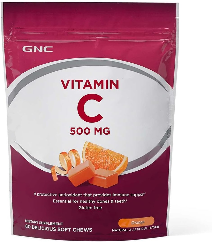 GNC-vitamin C bløde tykkere 500mg, orange, 60 tykkere, understøtter naturlig modstand