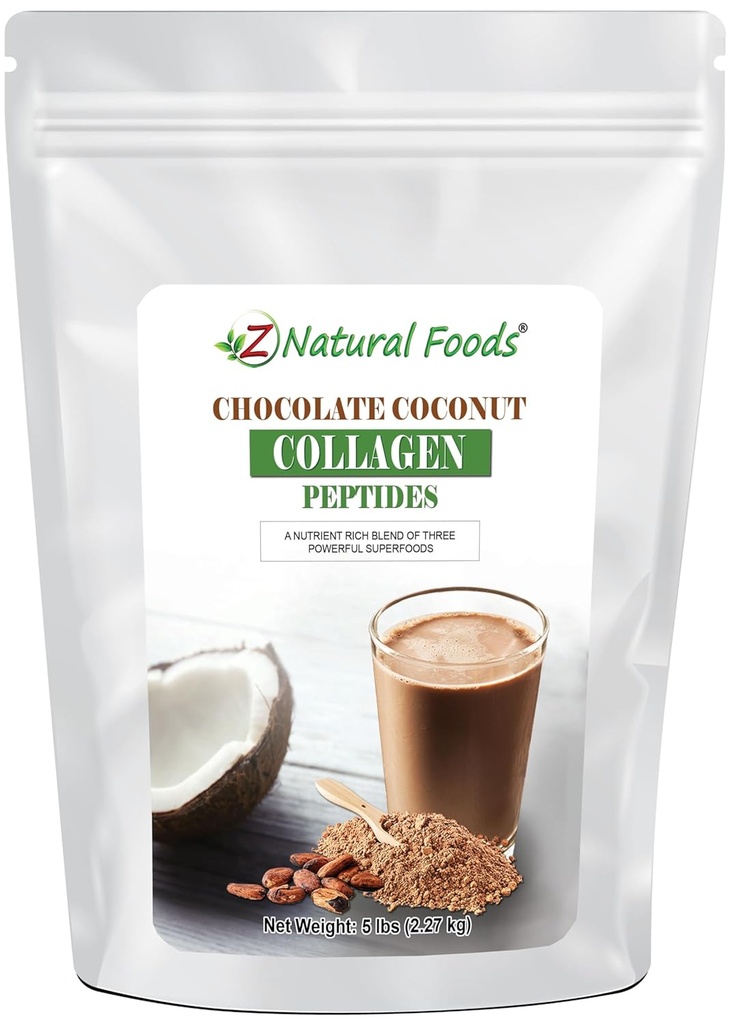 Chokolade Collagen Peptider lavet med kokos Mælkepulver - 5 LB - lækker smag + nul sukker - hydrolyseret Collagen + Økologisk Cacao + kokos Mælkepulver - Gluten Free & Non GMO
