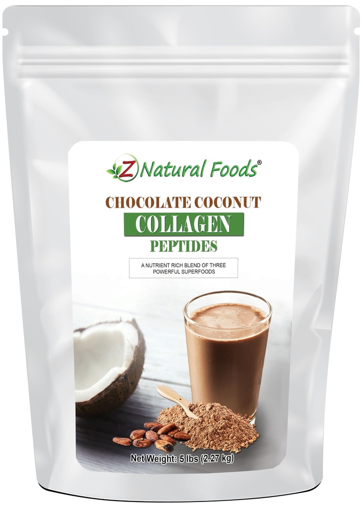Chokolade Collagen Peptider lavet med kokos Mælkepulver - 5 LB - lækker smag + nul sukker - hydrolyseret Collagen + Økologisk Cacao + kokos Mælkepulver - Gluten Free & Non GMO
