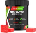 Bounce Pro Creatine Monohydrate Gummies for Mænd & Kvinder, lav kalorie, 6G Creatine per Serving, Vegan, Anti- Melting, Gluten- Free, Non- GMO, 2g Creatine per Gummy (30ct, Cherry Lime)