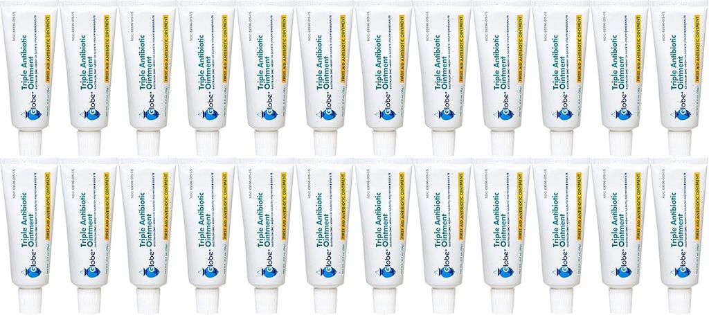 Globe Triple Antibiotic First Aid Salve, 0.5 oz (24- Pack) Førstehjælp Antibiotic Salve, 24- timers infektion beskyttelse, Sårpleje behandling for mindre Scrapes, Burns og Cuts