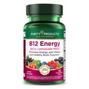 Renhedsprodukter B-12 Energy Berry Lemonade Smelt w / Super Fruits Methylcobalamin B12 - Vitaminer B6, D3, Folinsyre og biotin - Høj Absorption MecobalActive B 12- 30 smeltetabletter