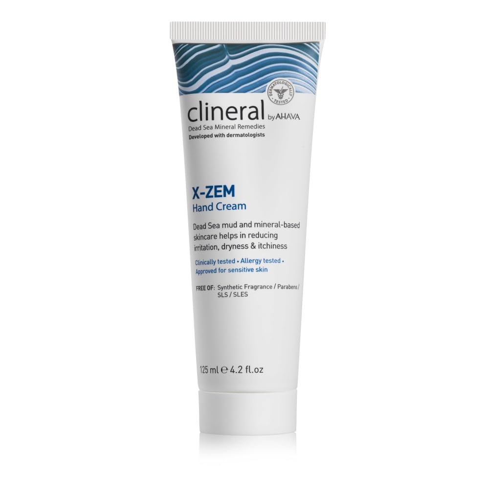 AHAVA Clineral X- Zem Hand Cream - Lindrer ubehag fra dermatitis, kampe rødme, tørhed & kløende, blødgør tørre og rå pletter, med Hippophae Oil, Shea Butter & Osmoter, 4.2 Fl.Oz