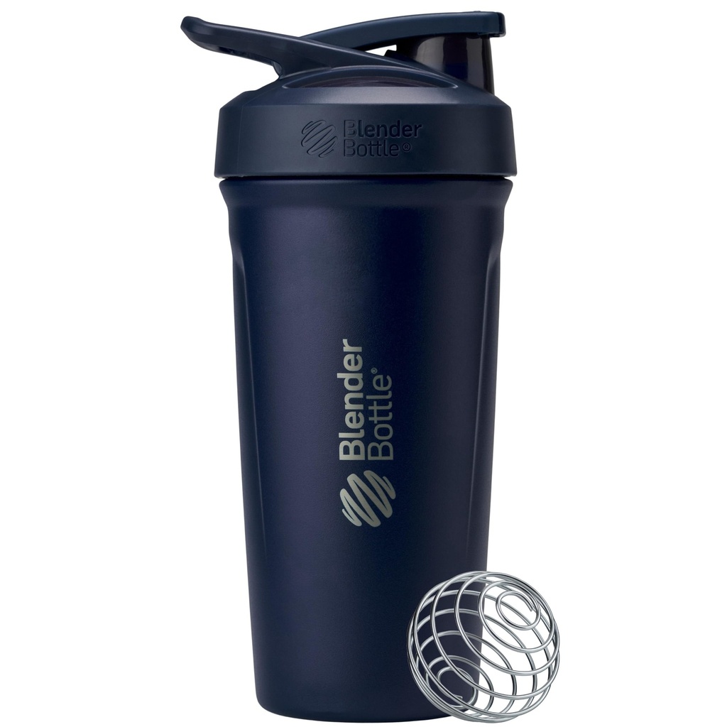 BlenderFlaske Sport Isoleret rustfrit stål Rykker Flaske med Wire Whisk, 24-Ounce, Navy - Protein Shakes & Hydration for Atleter & Fitness Entuaster, Easy Mixing, Holder Drinks Cold, Lockable Lid