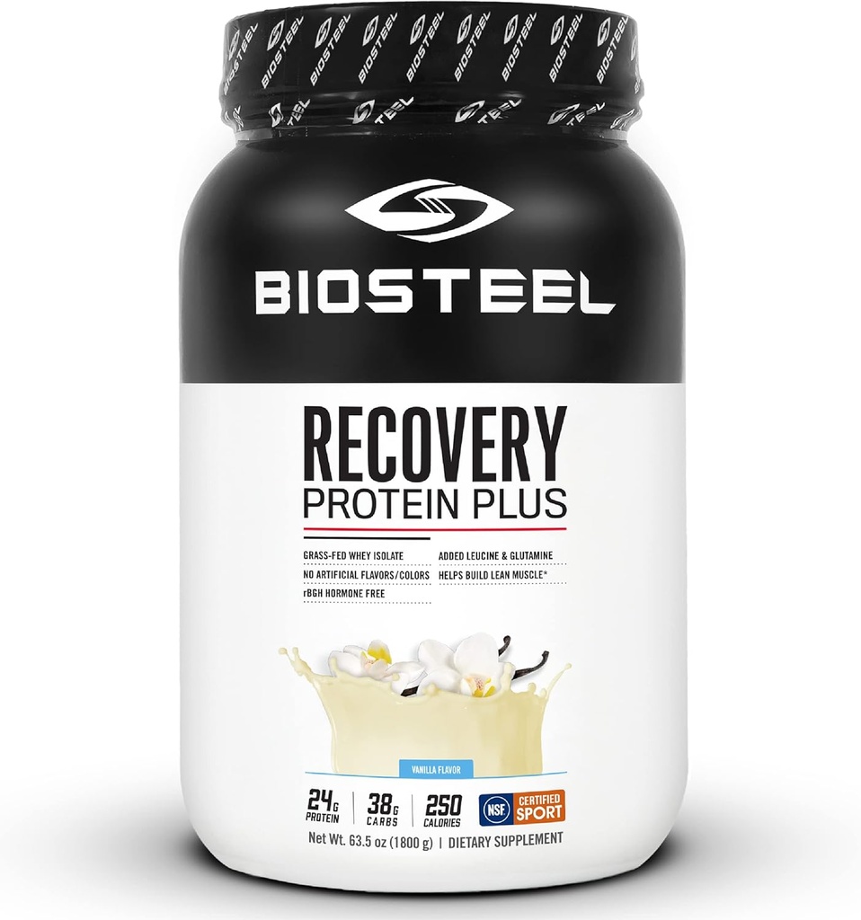 BIOSTEEL Inddrivelse Protein Plus Powder Supplement, Grass- Fed- og non-GMO formel, Vanilla, 27 Servere