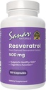 Sanar Naturals Resveratrol Supplement 500 mg - Understøtter sund aldring, kognitiv funktion, og hjerte sundhed - Plant baseret Trans Resveratrol - Vegan, ikke-GMO, 120 kapsler