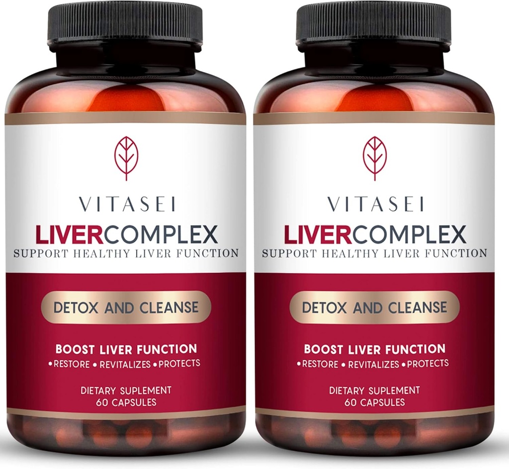 VITASEI Lever Rengøring Detox & Reparation, Lever Complex W / Milk Thistle Extract, Garcinia, Curcumin C3, Support Herbal Kosttilskud, Detox Formel for kvinder og mænd, 60 Capsule (Pack of 2)